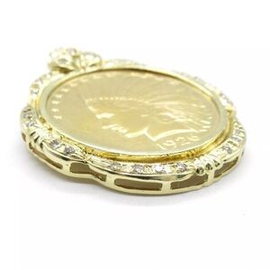 22k $10 American Indian 1926 RARE GOLD COIN WITH 18k bezel and diamonds pendant